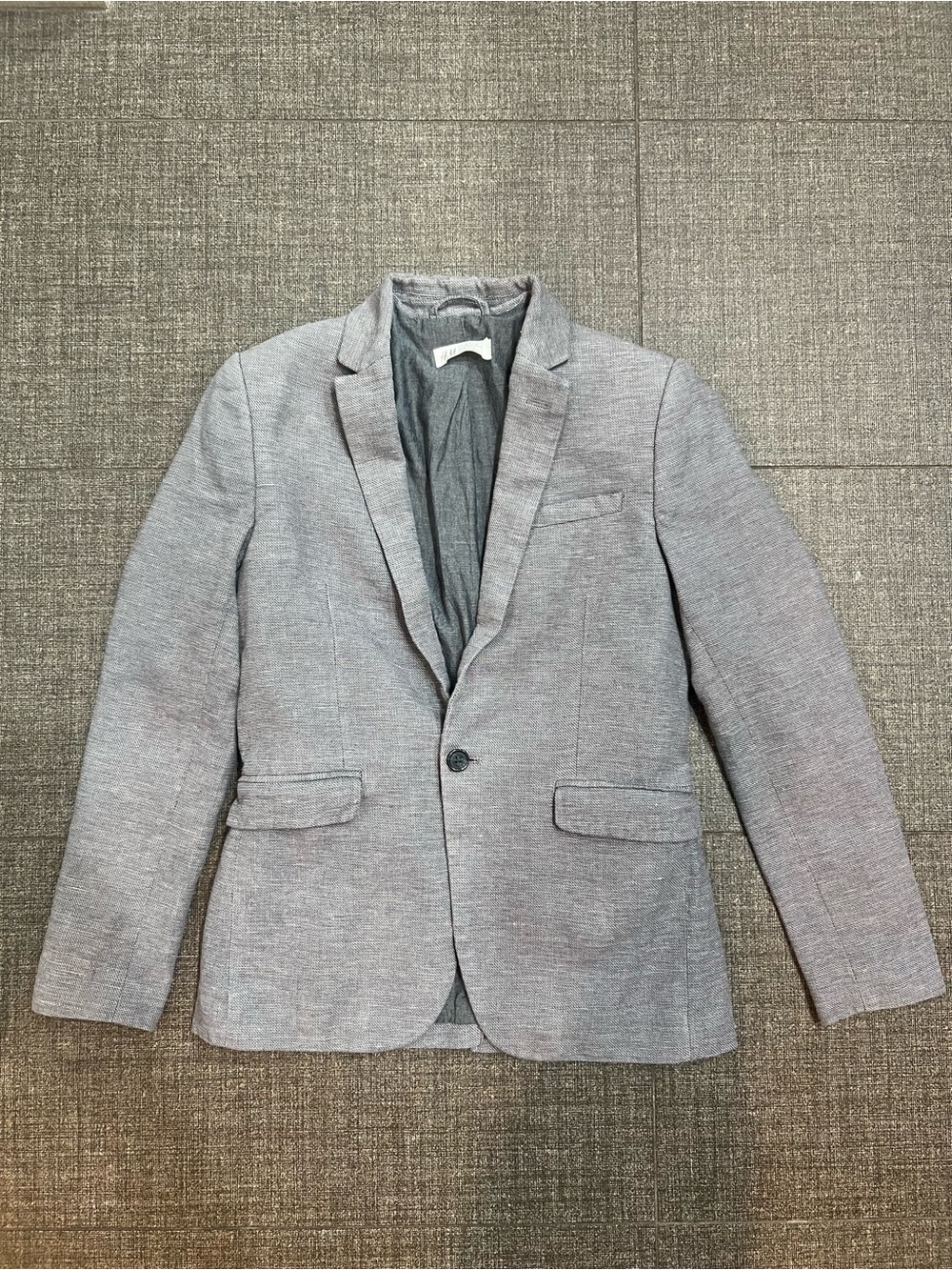 H&M 11/12Y grey blazer 80% cotton 20% linen